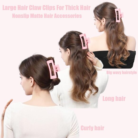 Hair Claw Clips Large Non-slip Pink Hair Accessories for Women and Girls main image 4